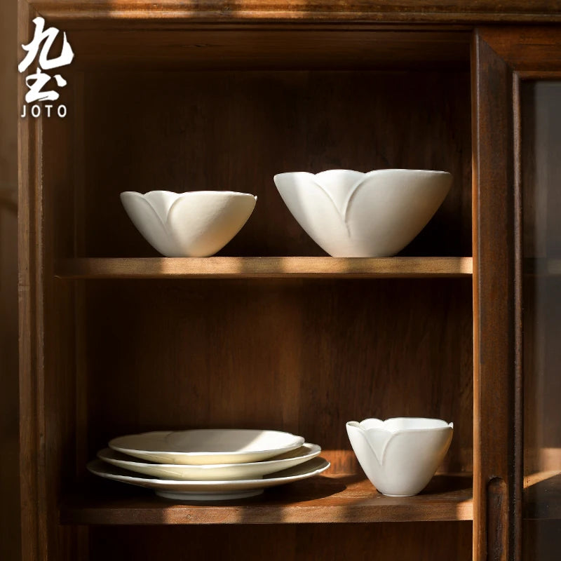 JOTO Plain Lace Styling Vintage Matte Ceramic Dish Set