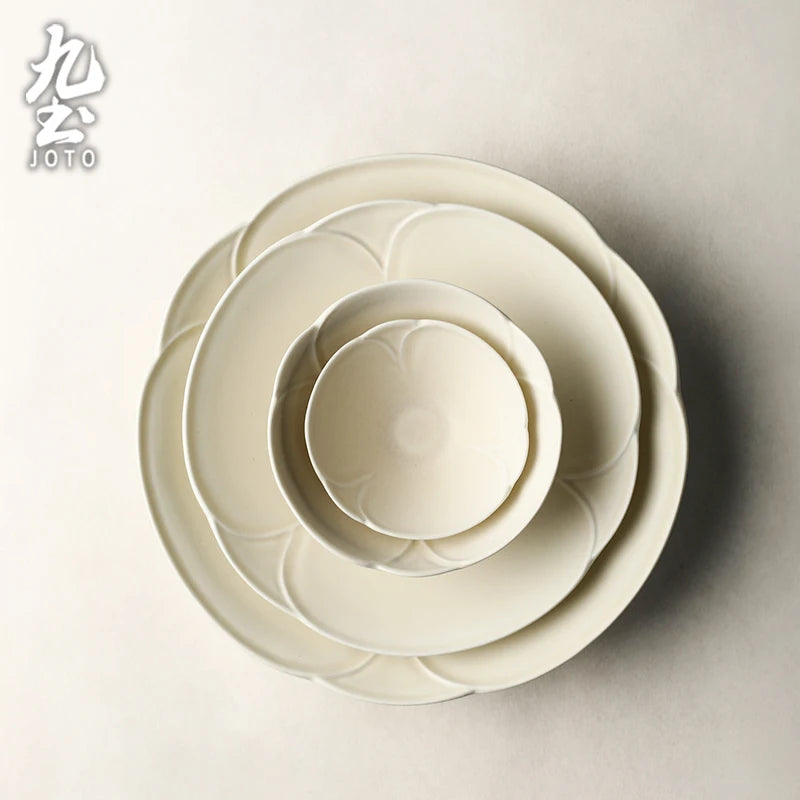JOTO Plain Lace Styling Vintage Matte Ceramic Dish Set