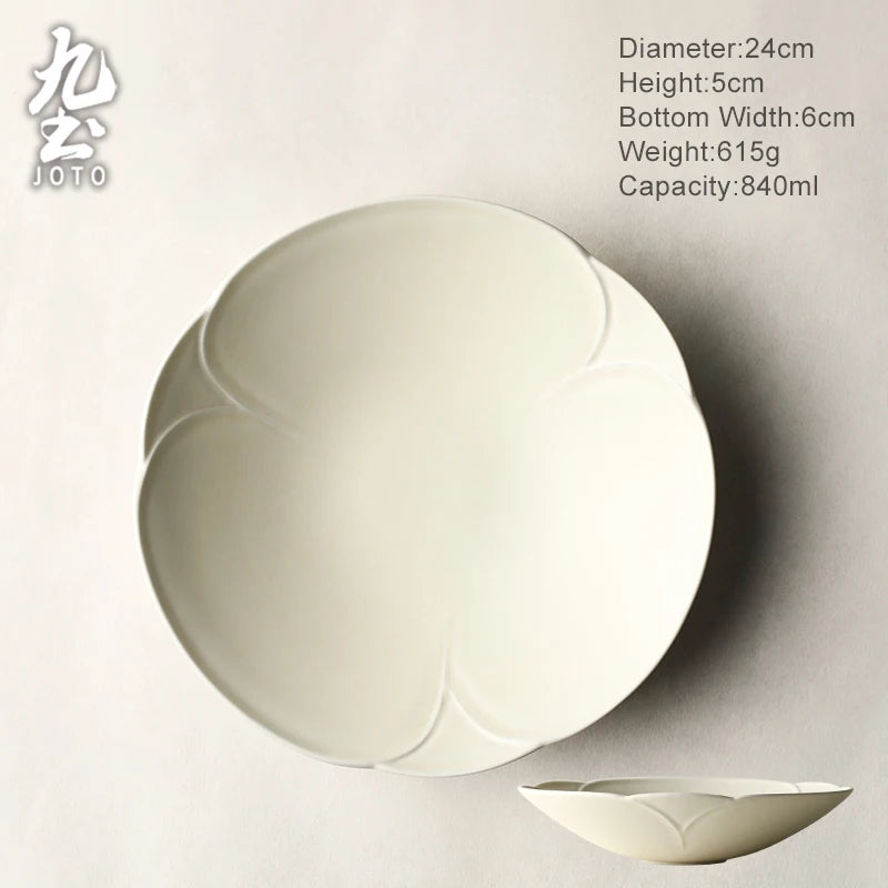JOTO Plain Lace Styling Vintage Matte Ceramic Dish Set