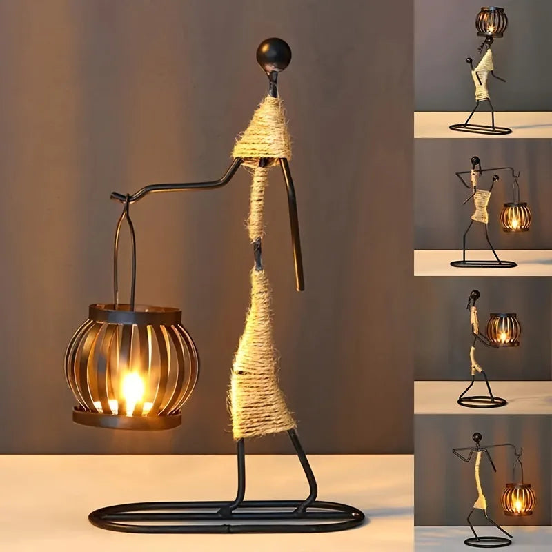 Nordic Metal Candlestick Abstract