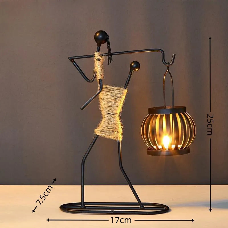 Nordic Metal Candlestick Abstract
