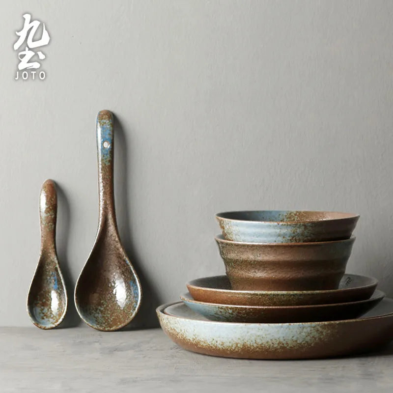 JOTO Craftsmanship Handmade Rough Ceramic Tableware Set
