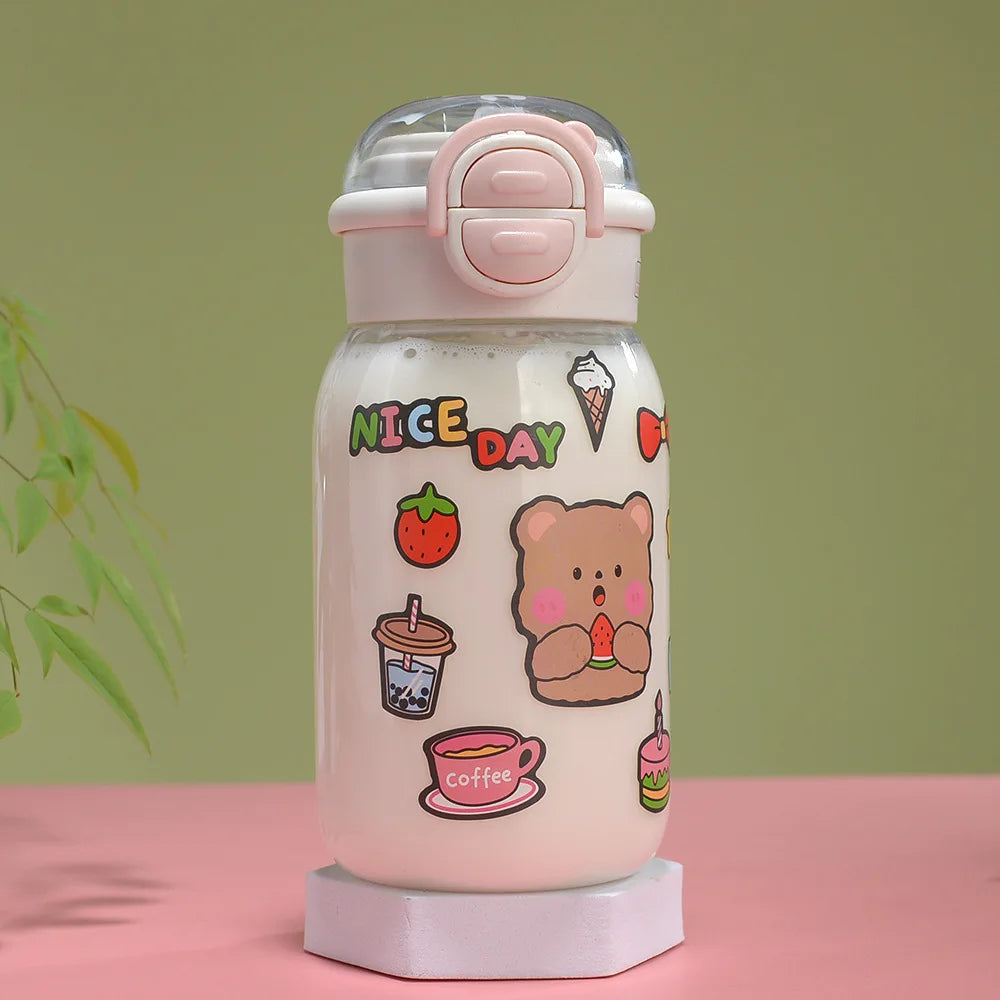 Cute Water Bottle with Straw