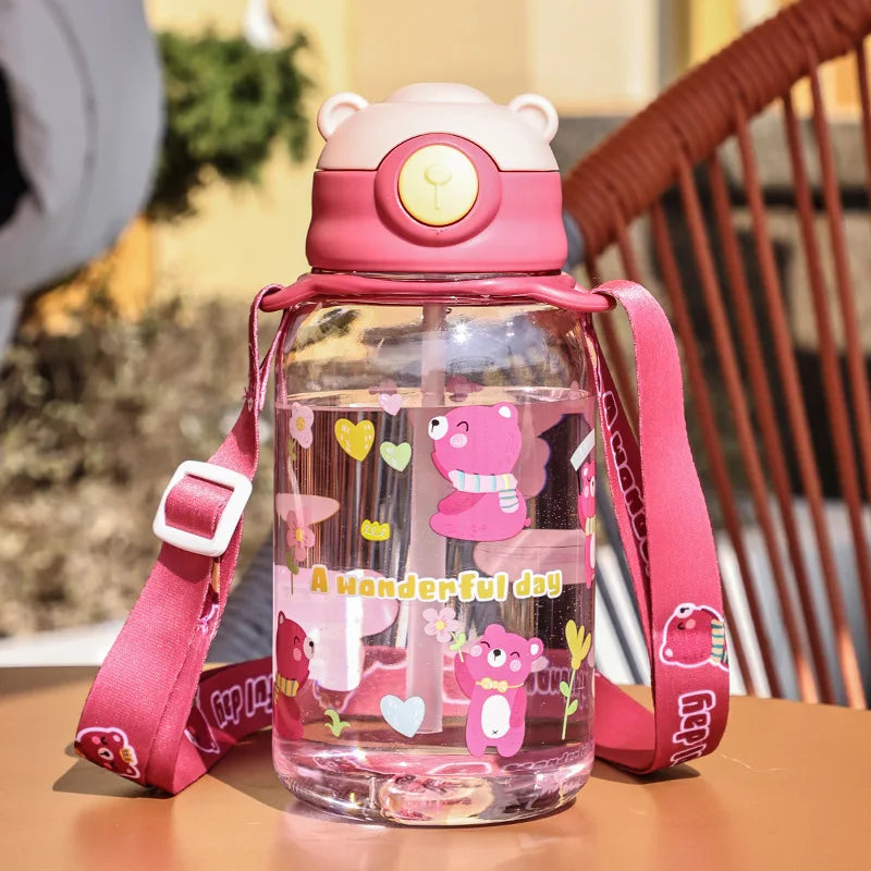 Kids Water Bottle with Straw and Handle