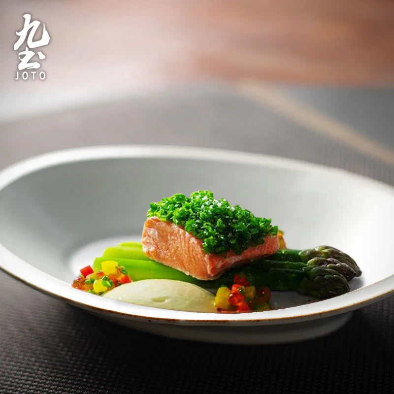 JOTO Japanese Handmade Ceramic Round Dessert Plate