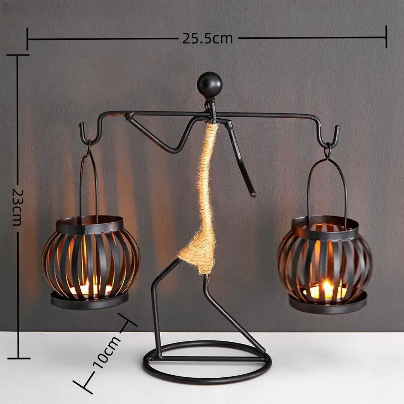 Nordic Metal Candlestick Abstract