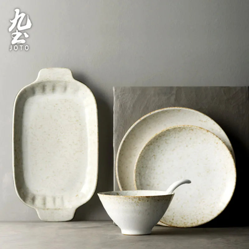 JOTO Craftsmanship Handmade Rough Ceramic Tableware Set