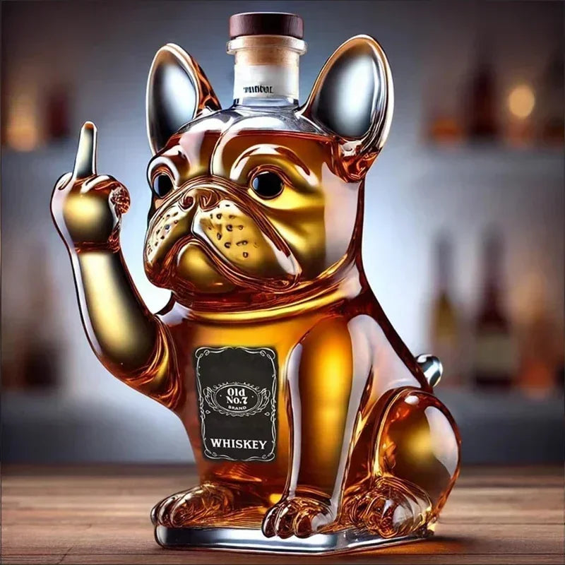 Funny French Bulldog Whiskey Bottle