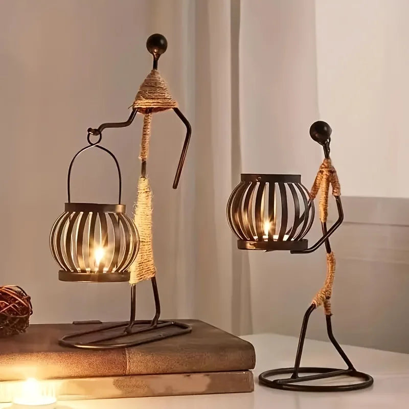 Nordic Metal Candlestick Abstract