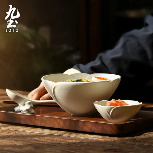 JOTO Plain Lace Styling Vintage Matte Ceramic Dish Set
