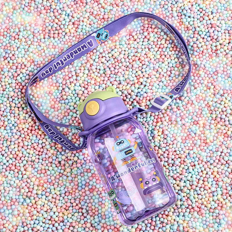 Kids Water Bottle with Straw and Handle