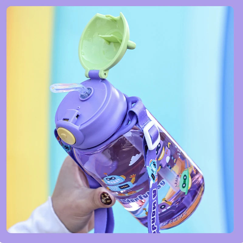 Kids Water Bottle with Straw and Handle