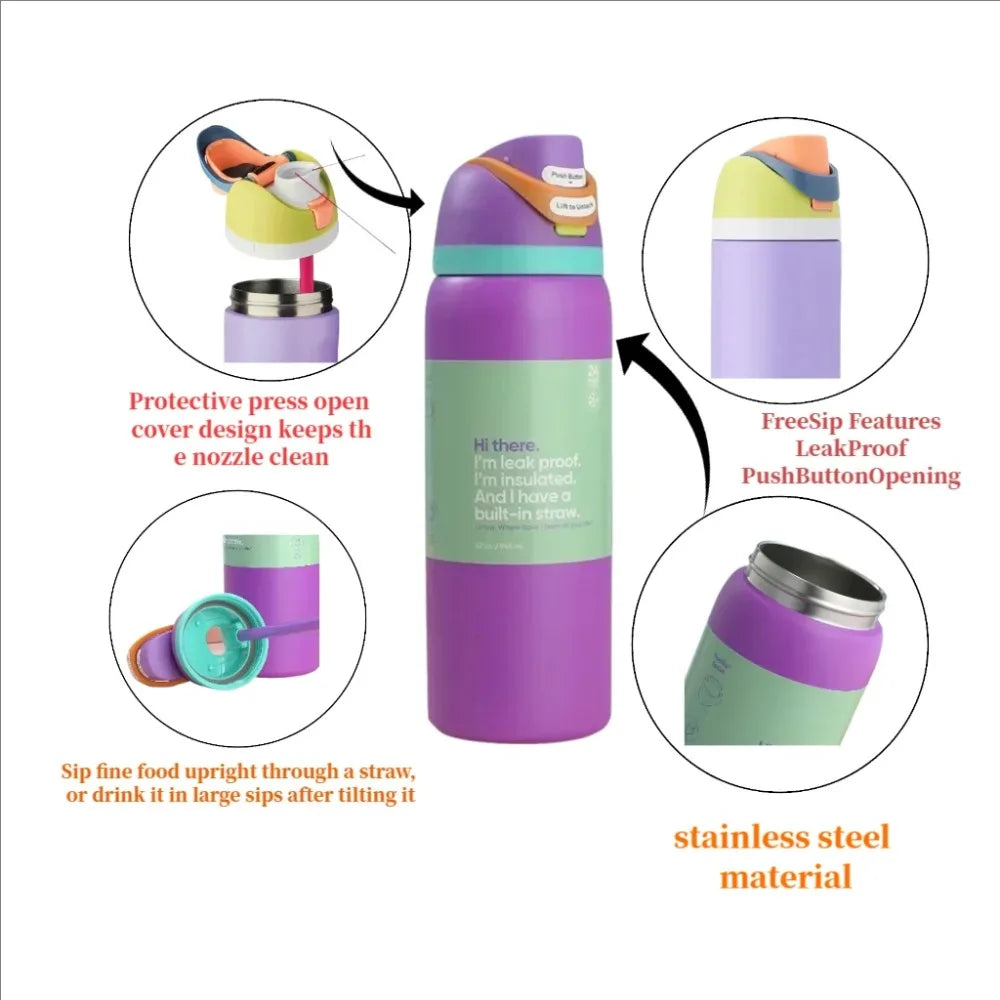Insulated Water Bottle with Straw