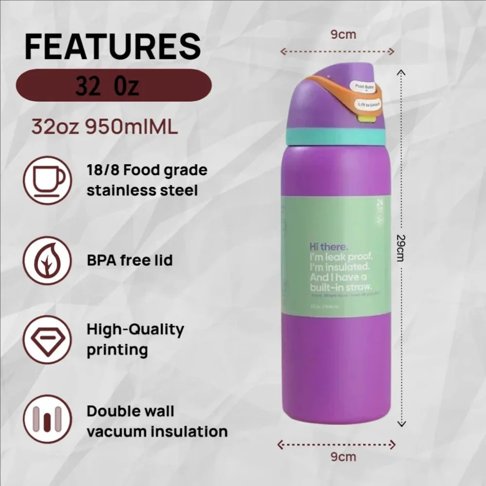 Insulated Water Bottle with Straw
