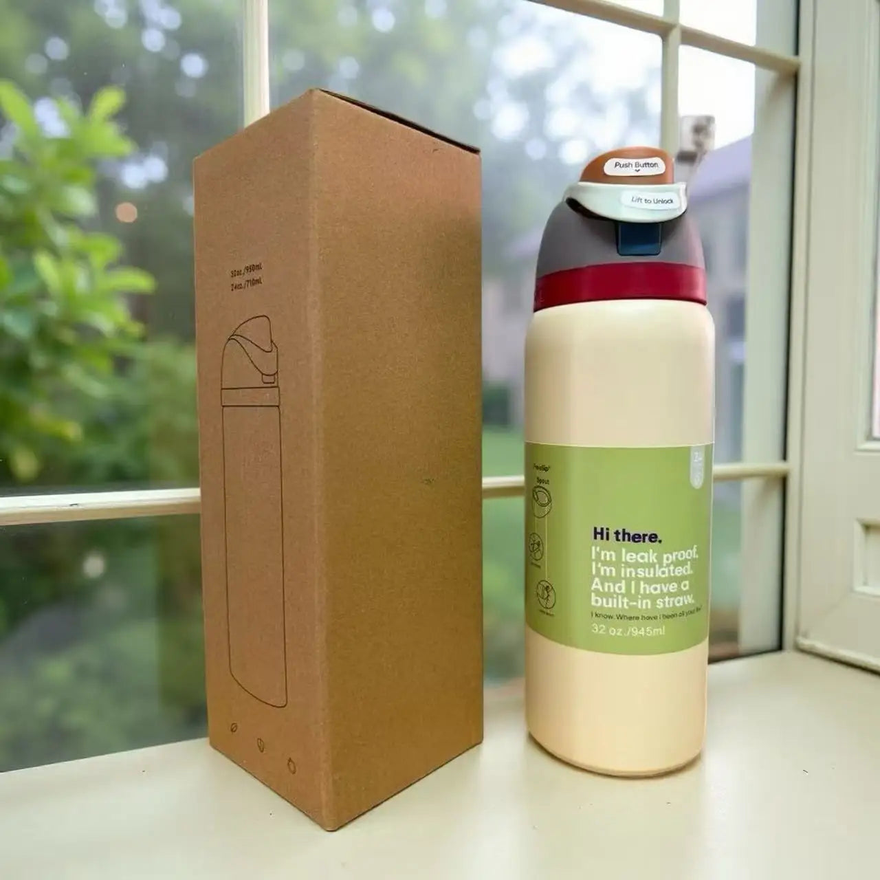 Insulated Water Bottle with Straw