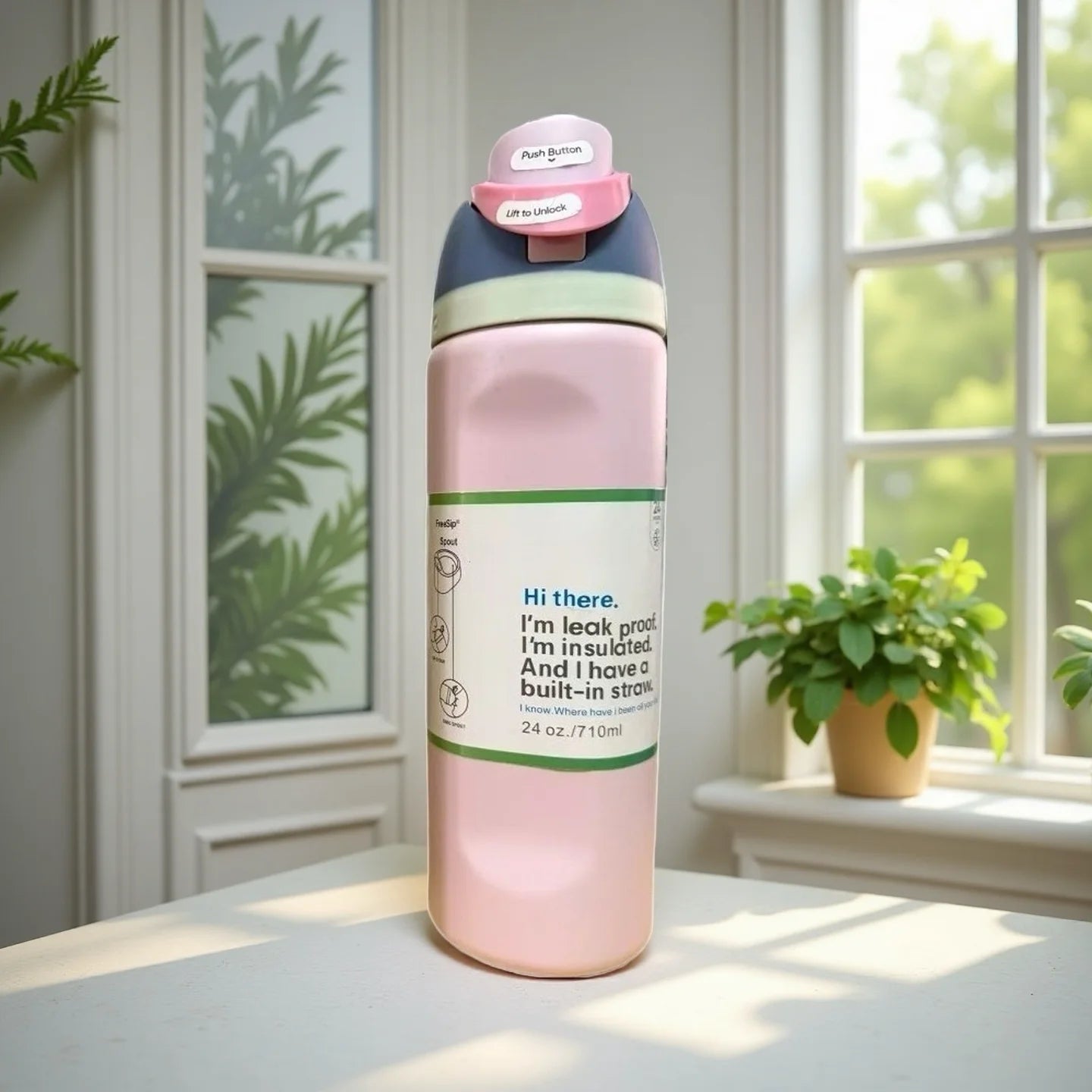 Insulated Water Bottle with Straw
