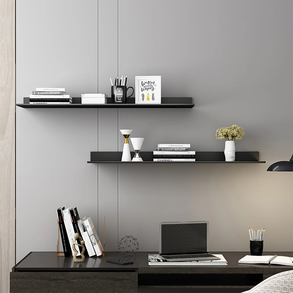 Living Room Floating Shelves No Drilling