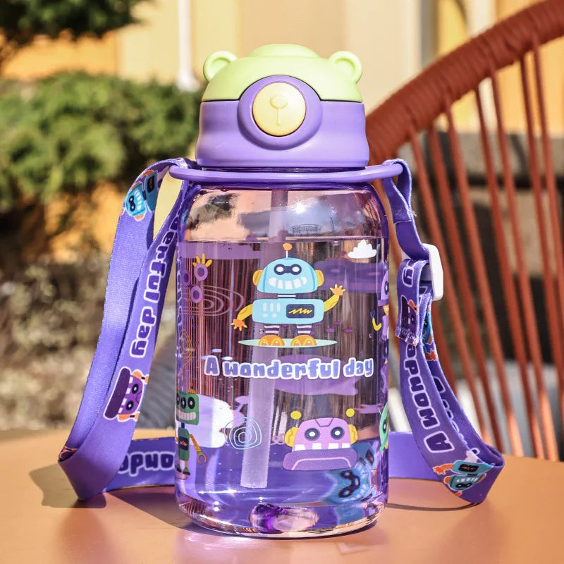 Kids Water Bottle with Straw and Handle