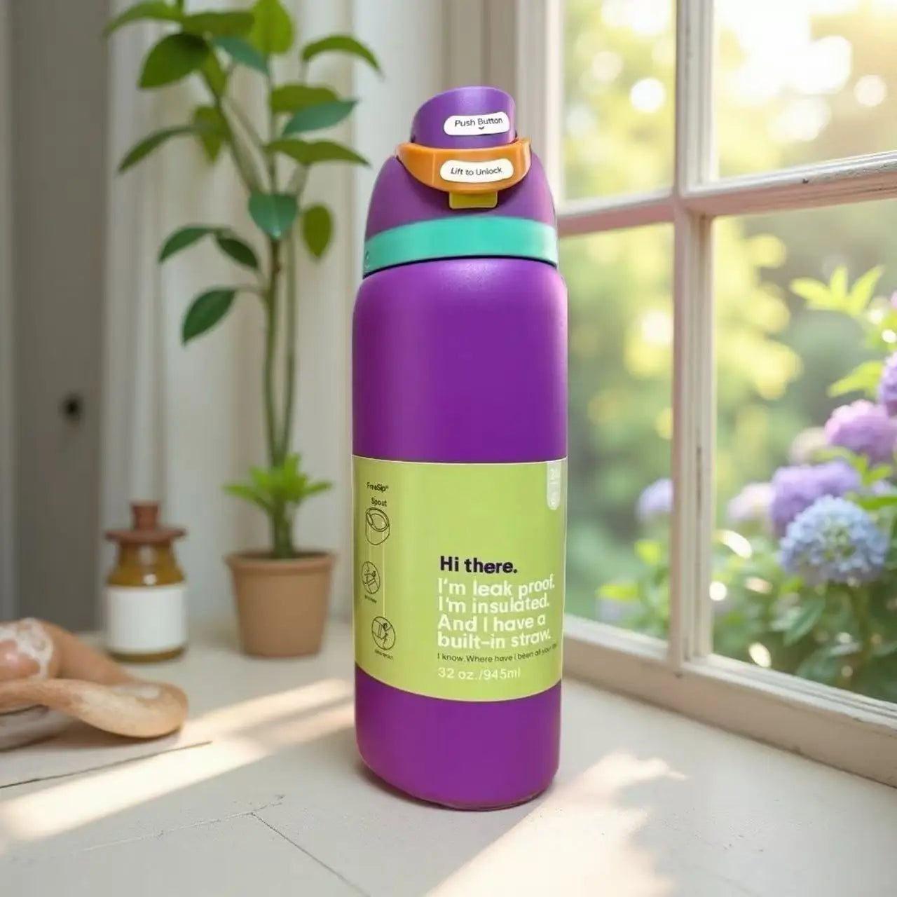 Insulated Water Bottle with Straw