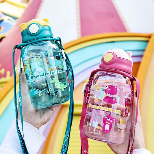 Kids Water Bottle with Straw and Handle