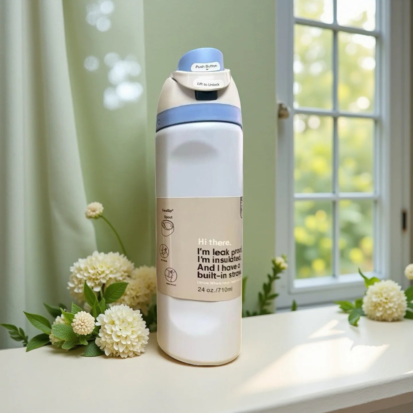 Insulated Water Bottle with Straw