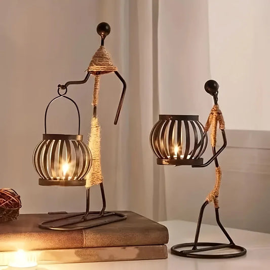 Nordic Metal Candlestick Abstract