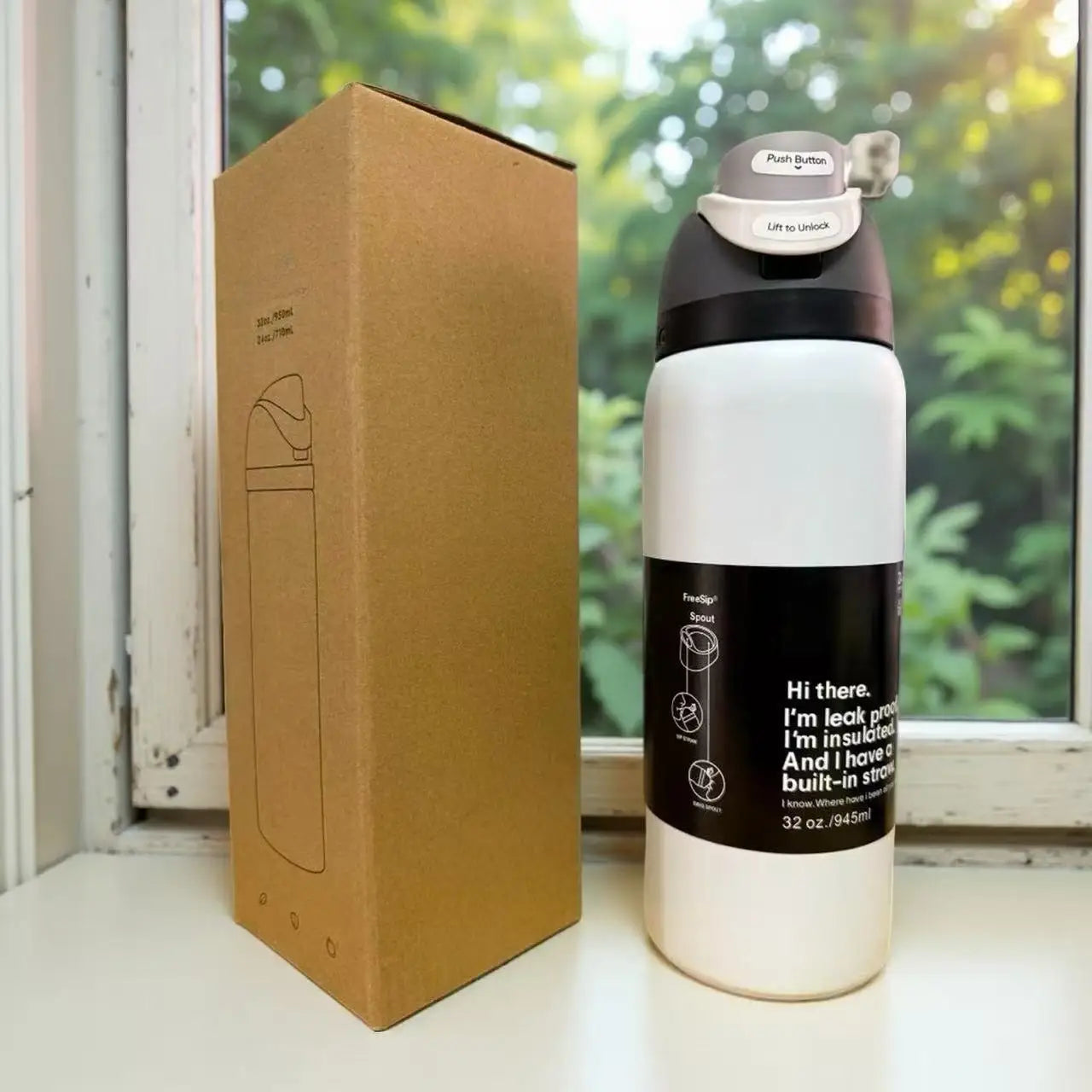 Insulated Water Bottle with Straw