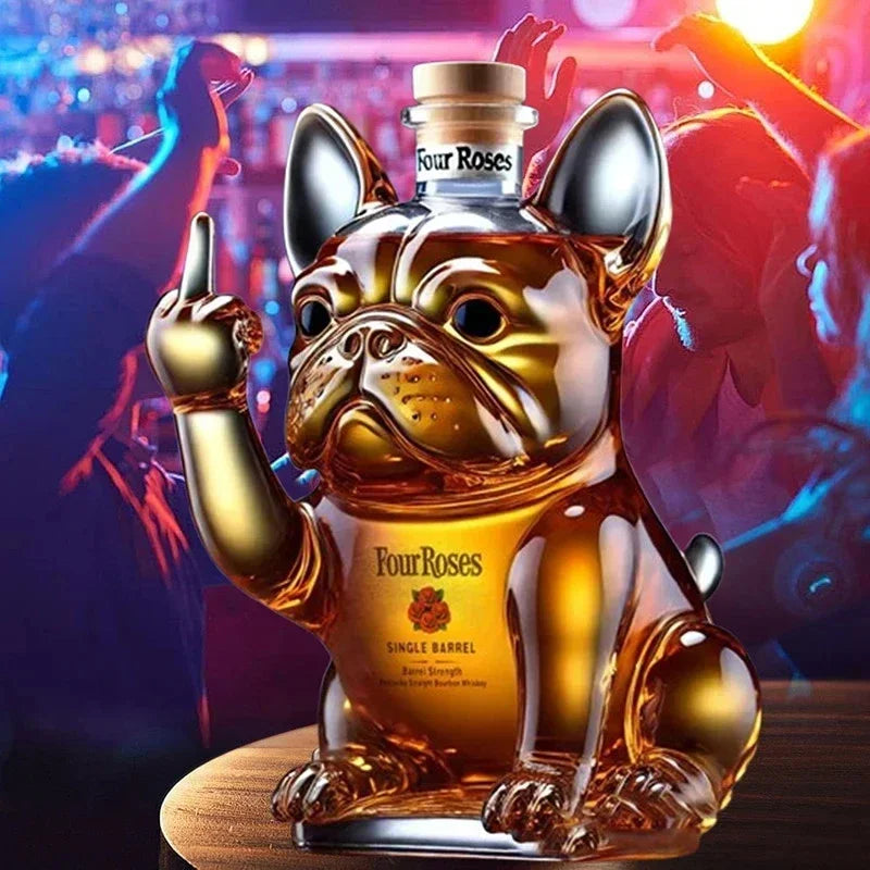 Funny French Bulldog Whiskey Bottle